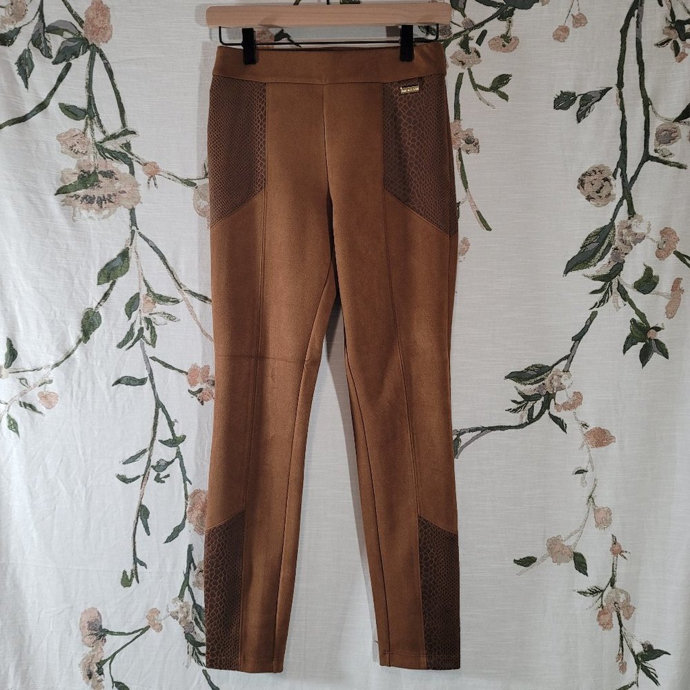Marc New York Brown Faux Suede Snakeskin Leggings